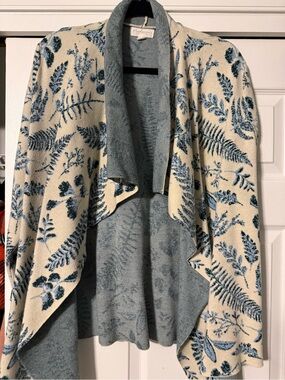 Botanical Blue Open-Front Draped Cardigan by Lularoe